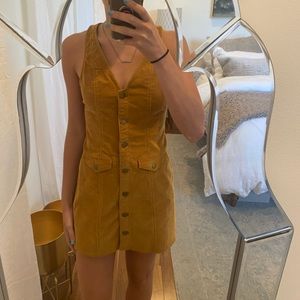 UO Mustard Corduroy Mini Dress